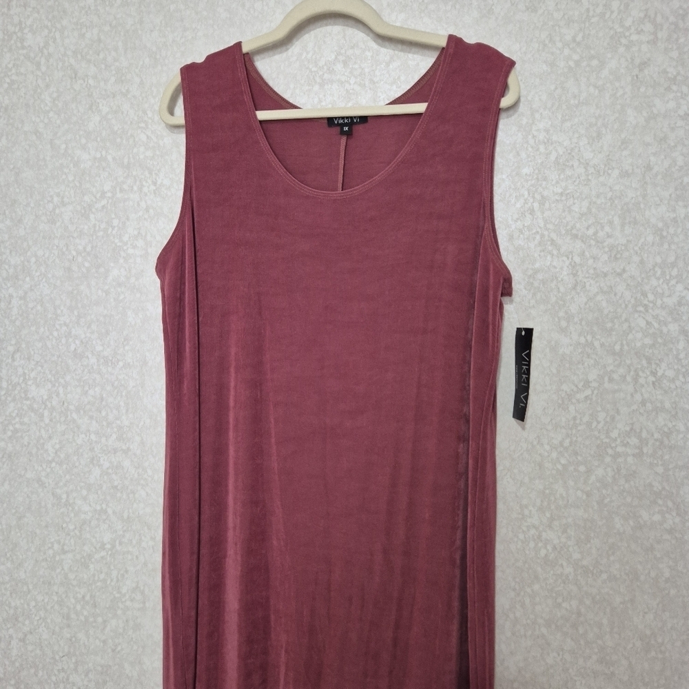 NWT Vikki Vi Sleeveless Plum-berry Classic Maxi Tank Dress Size:1X - Picture 4 of 11